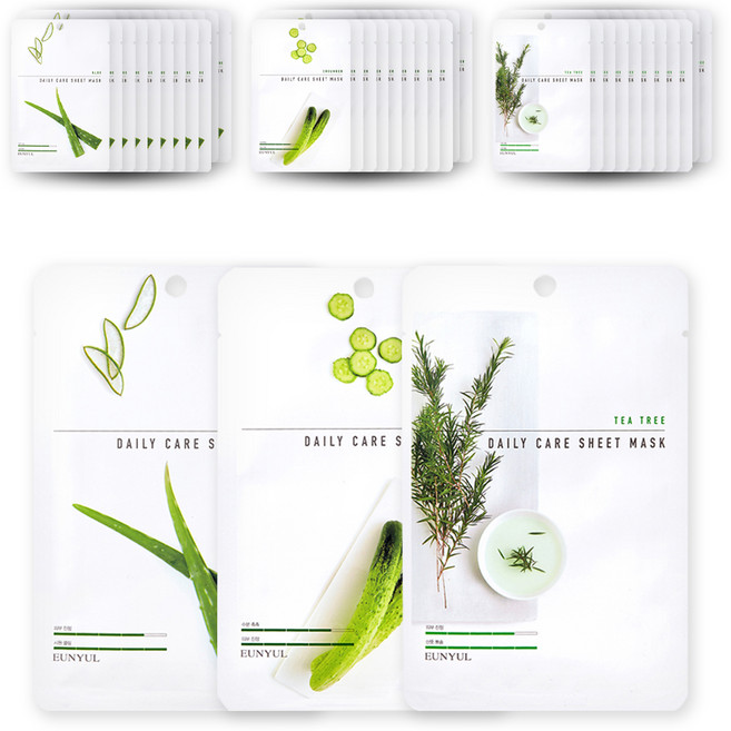 은율 데일리케어 시트 마스크팩 피부진정 알로에 10p + 오이 10p + 티트리 10p, 1개입, 2개