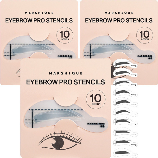 마르시끄 아이브로우 프로 눈썹그리기 가이드 틀 10종, 혼합 색상, 3개