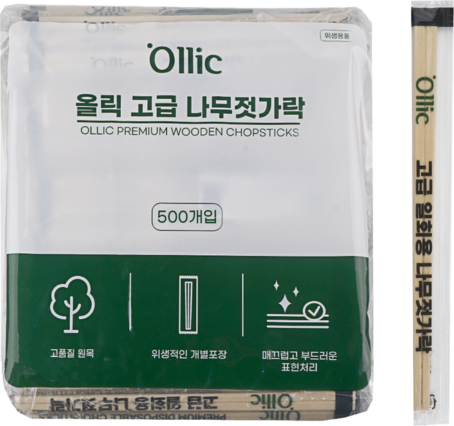 올릭 고급 일회용 나무젓가락, 100개입, 5개