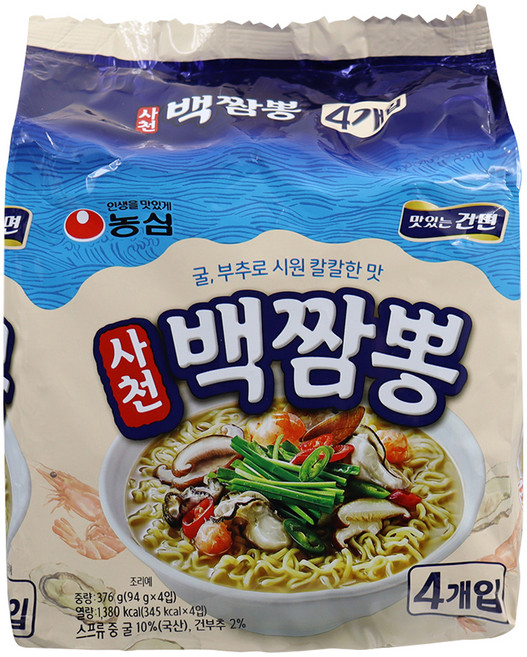 농심 사천백짬뽕 94g, 4개