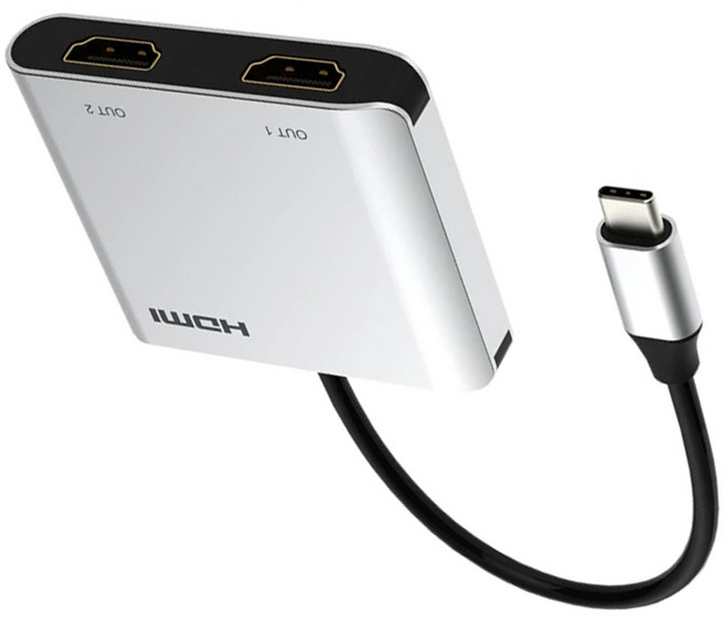 DigiSun 得揚 USB Type-C to HDMI 雙螢幕擴充轉接器, 銀色, 1個