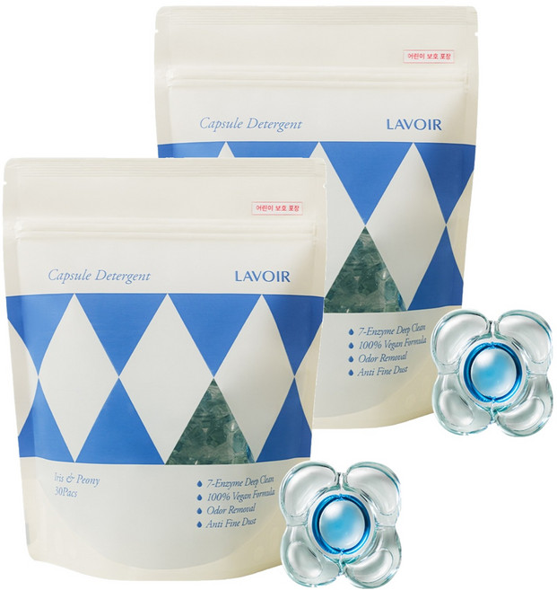 [비건라이프] 라브아 비건 고농축 캡슐 세탁세제 아이리스앤피오니 향, 2개, 30개입