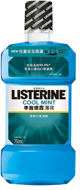 LISTERINE 李施德霖 台灣公司貨 薄荷除菌漱口水 750ml + 250ml, 1L, 1組