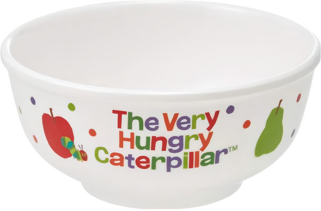 Skater M320 美耐皿兒童餐碗 240ml, 好餓的毛毛蟲 白色, 1個