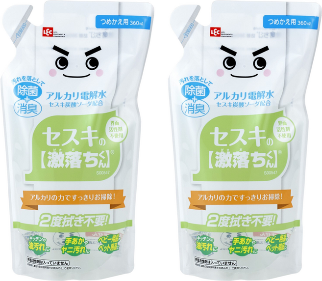 LEC 激落君 倍半碳酸鈉電解水 補充包, 360ml, 2包