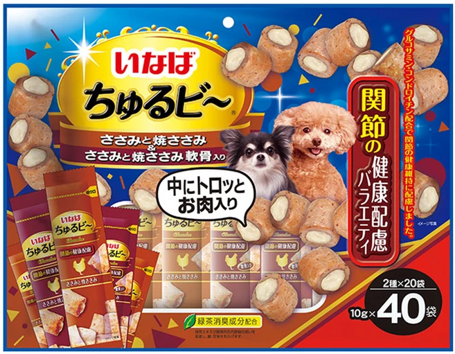 이나바 강아지 츄르비 40P, 관절건강케어 버라이어티, 400g, 1개 - 쿠팡