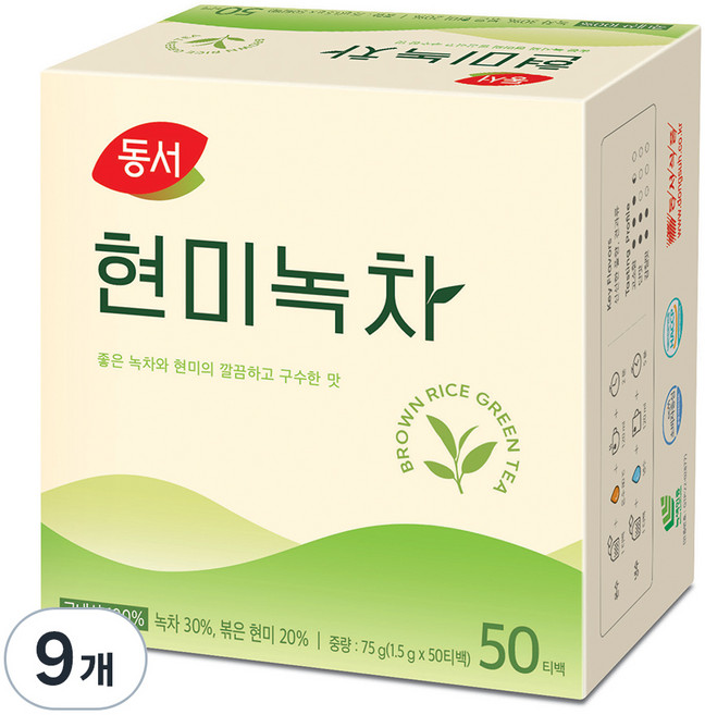 동서 현미녹차 티백, 1.5g, 50개입, 9개