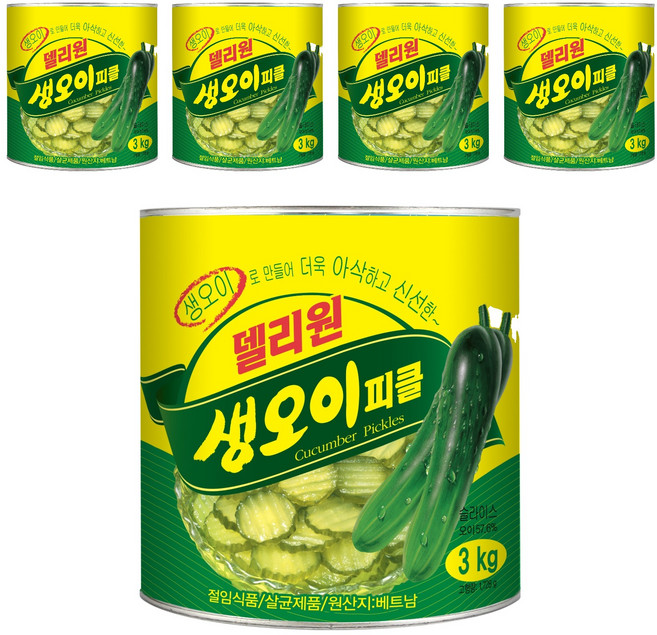 일미푸드 델리원 생 오이피클, 3kg, 5개