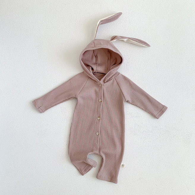 스타도어 유아용 토끼귀 후드 골지 우주복