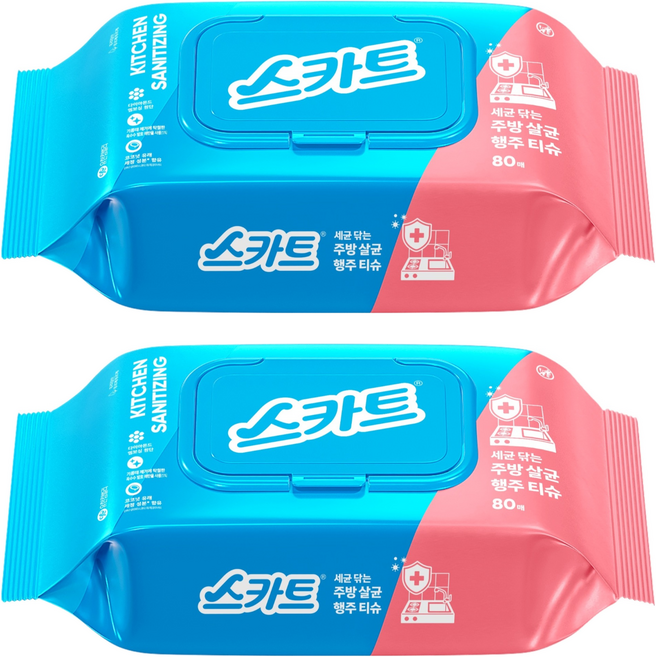 스카트 주방살균 행주티슈, 80개입, 2개