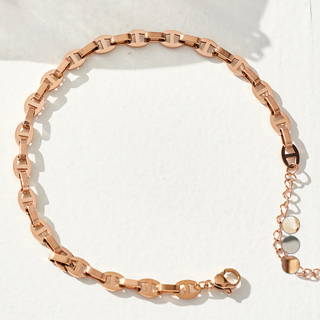 노이드비 써지컬스틸 돼지코 사슬연결 체인 여성팔찌 3컬러