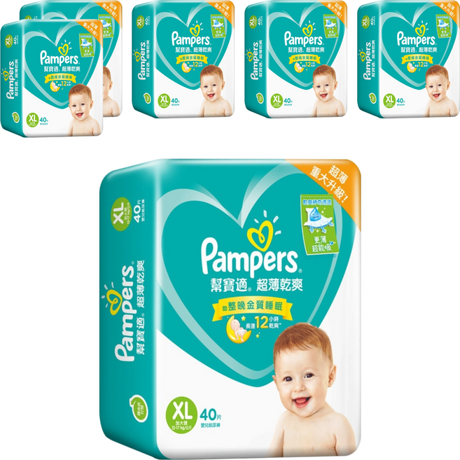 Pampers 幫寶適 原廠公司貨 超薄乾爽 黏貼型尿布 12~17kg, XL, 240片