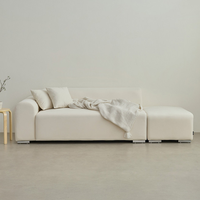 퍼리든 뮤즈 패브릭 3인용 소파 우측형 + 쿠션 2p + 스툴 방문설치, 아이보리