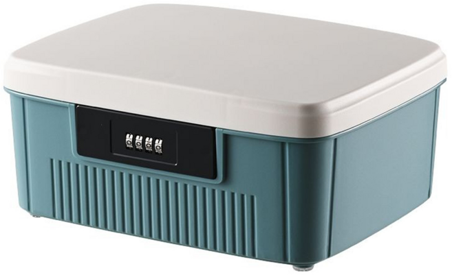 FAmILyLIFE 生活 珍藏加厚4碼密碼收納箱 11L 1230g 29 x 34.5 x 14.7cm, 藍色, 1個