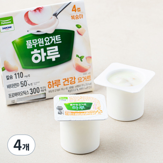 다논 하루 요거트 컵복숭아, 320g, 4개