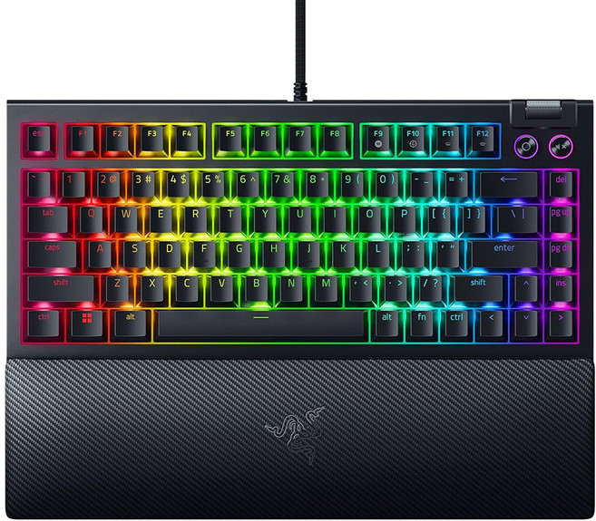 RAZER 雷蛇 黑寡婦蜘 V4 75% 電競 Wired 鍵盤 橘軸 黑色 RZ03-05001500-R3T1