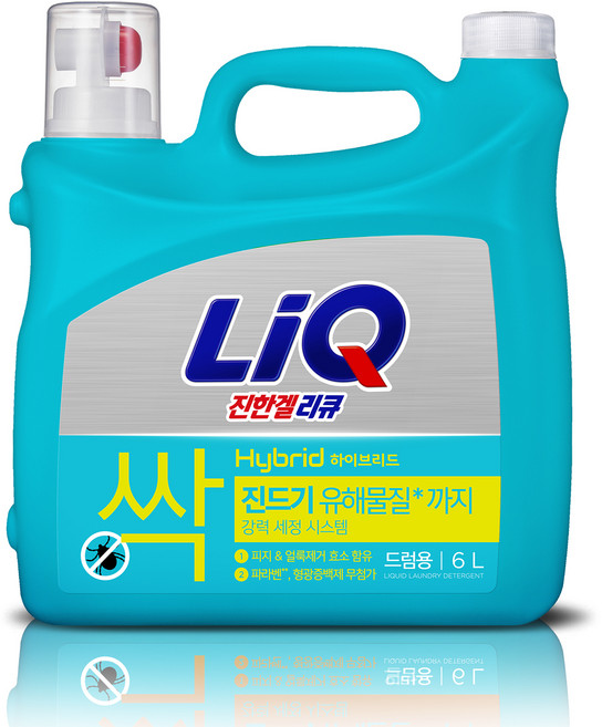 리큐 진한겔 하이브리드 펌프형 드럼용 액체세제 본품, 1개, 6L