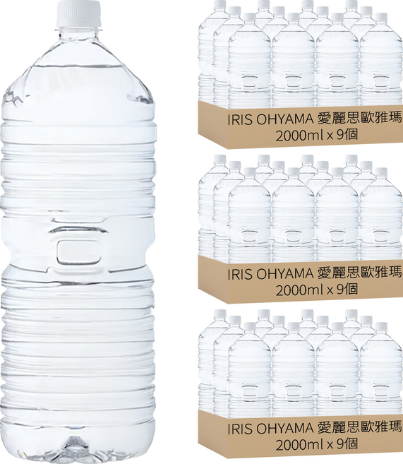 IRIS OHYAMA 愛麗思歐雅瑪 富士山天然水 環保無標籤款, 27個, 2000ml