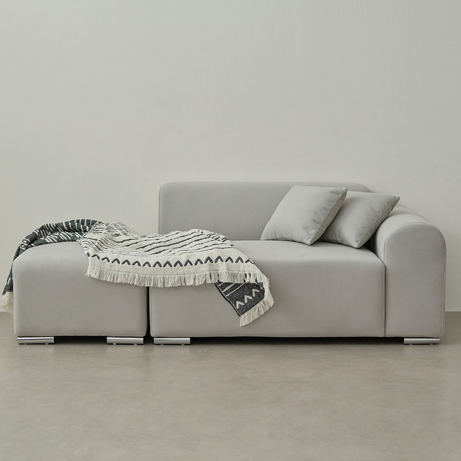 퍼리든 뮤즈 패브릭 2인용 쇼파 + 쿠션 2p + 스툴, 그레이