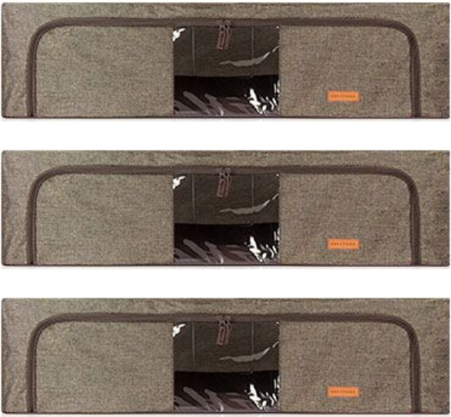 비스토어 언더베드 이불정리함, 브라운, 3개