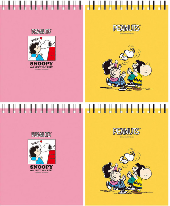 피너츠 스누피 상철 그리드 노트 Yellow + 랜덤 발송, 혼합 색상, 2세트