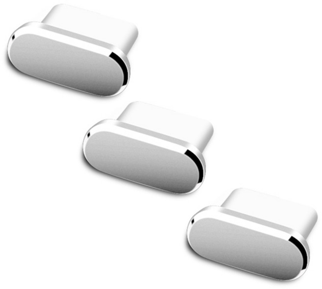 스타리움 휴대폰 메탈 C타입 충전단자 보호캡 먼지마개, 실버, 3개