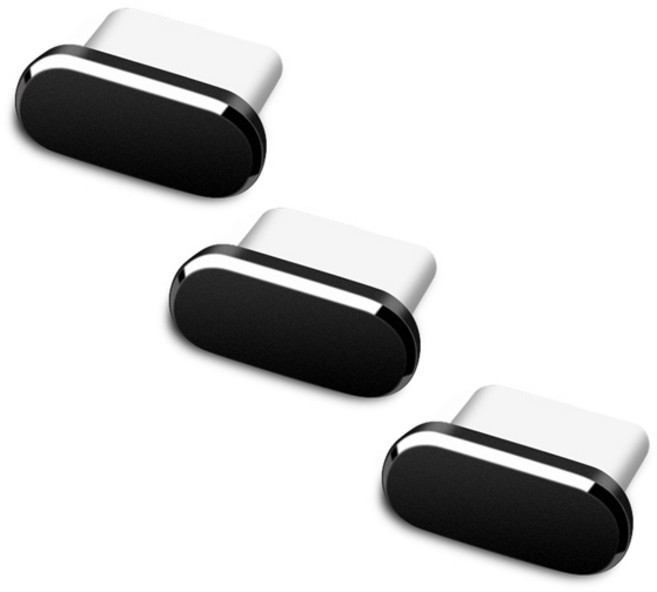 스타리움 휴대폰 메탈 C타입 충전단자 보호캡 먼지마개, 블랙, 3개