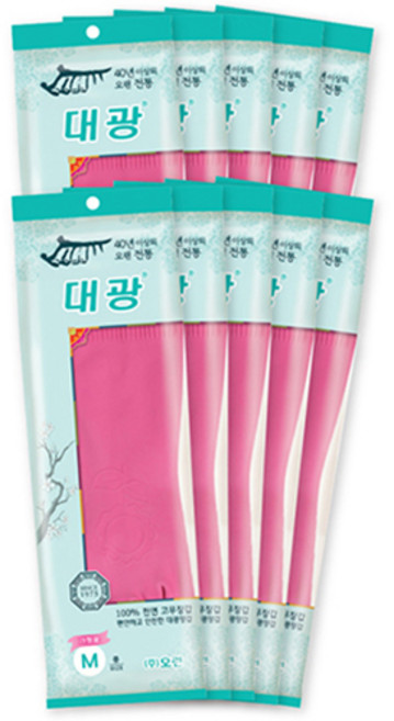 오런 대광 고무장갑, 핑크, 중(M), 10개