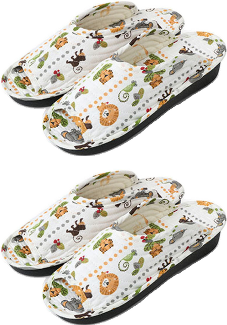 키키디 키높이 쿠션 실내화, 애니멀화이트, 2세트