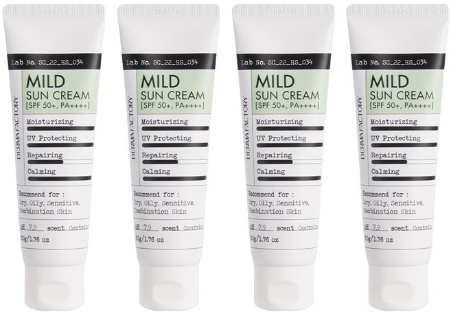 더마팩토리 비건인증 무기자차 마일드 편백수 선크림 SPF50+ PA++++, 50g, 4개