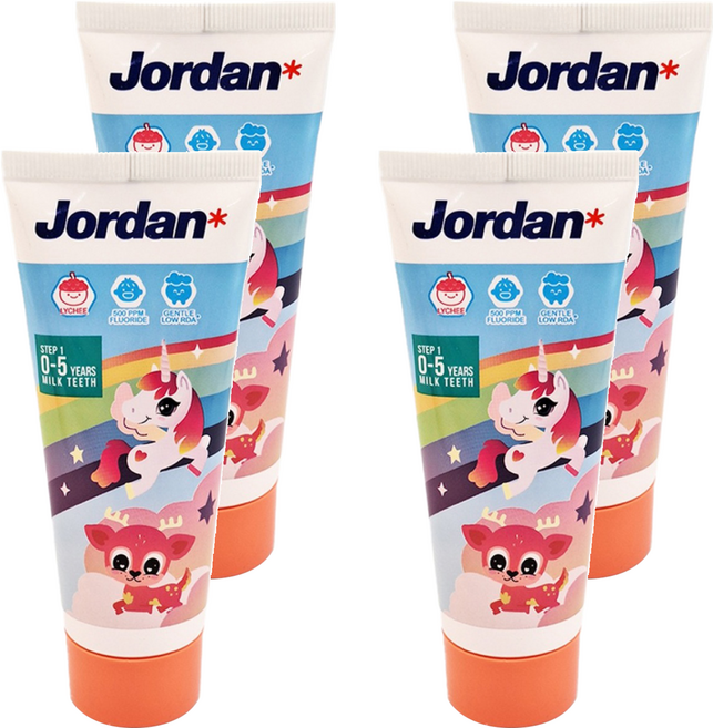 Jordan 清新荔枝味兒童牙膏 0~5歲, 75g, 1入, 4條