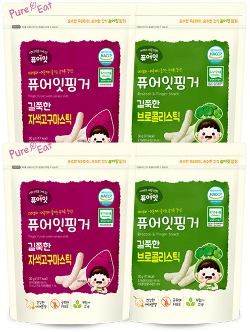 퓨어잇 핑거 길쭉한 자색고구마스틱 2p + 브로콜리스틱 2p, 자색고구마, 브로콜리, 1세트