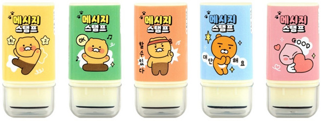 Kakao Friends 方形印章5件組, 混合顏色, 1套