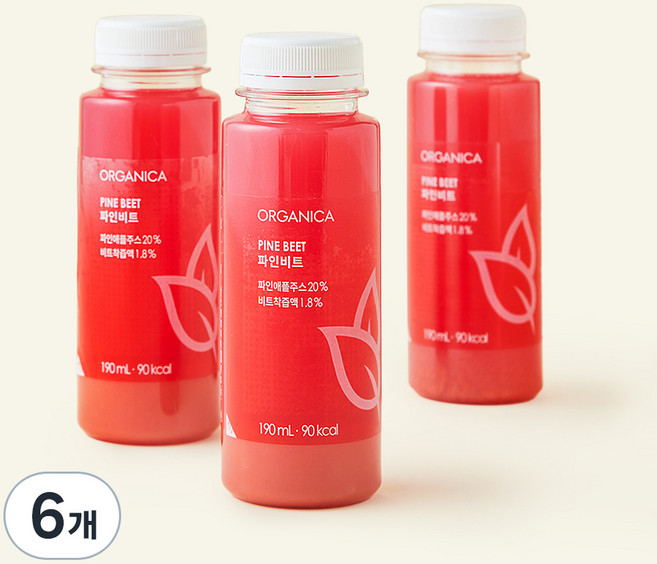 올가니카 파인비트 과채주스, 190ml, 6개
