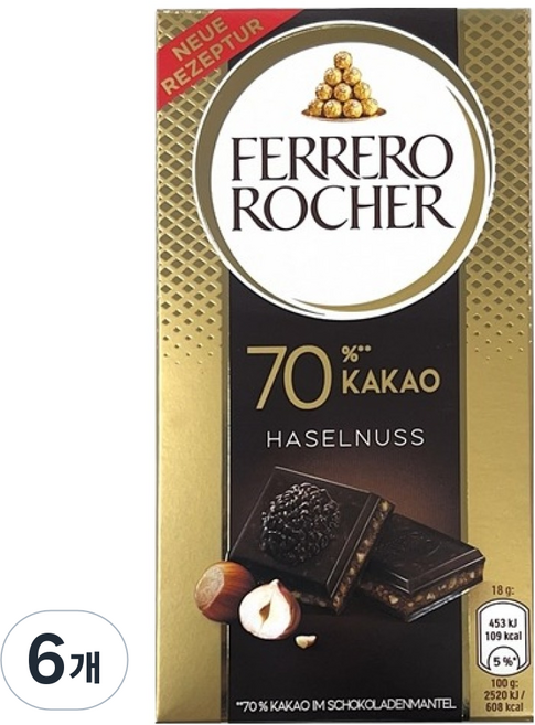 페레로로쉐 초콜릿바 헤이즐넛, 90g, 6개