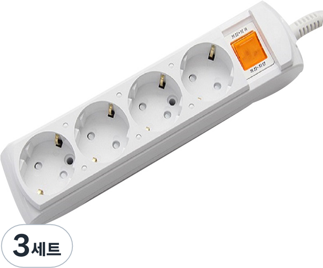 거성산업 지앤탭 통합절전형 4구 멀티탭 GS-C16A4 1p + 안전커버 랜덤발송 2p, 6m, 혼합색상, 3개