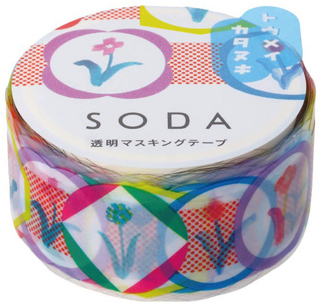 KING JIM HITOTOKI SODA 透明PET卷狀膠帶 2cm x 3m, 徽章, 1個