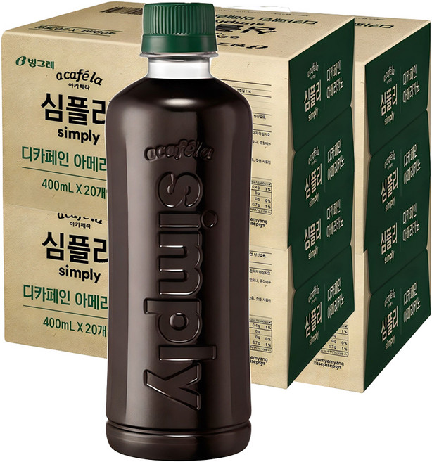 아카페라 심플리 디카페인 아메리카노 무라벨, 400ml, 80개