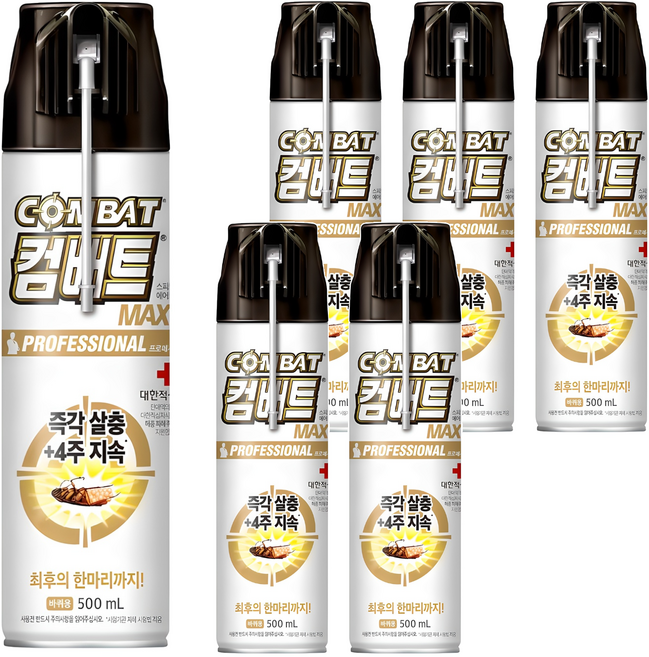 컴배트 빈대퇴치제 수성 맥스 에어졸 바퀴약, 500ml, 6개