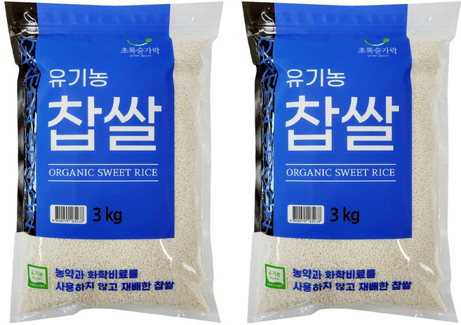 초록숟가락 유기농 찹쌀, 3kg, 2개