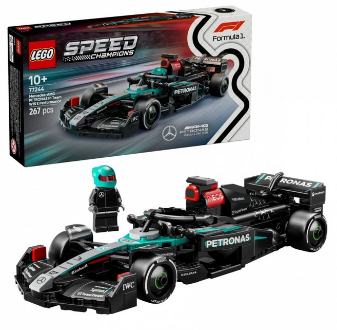 LEGO 77244 Speed系列 梅賽德斯AMG F1 W15賽車積木 267片, 1盒, 黑色