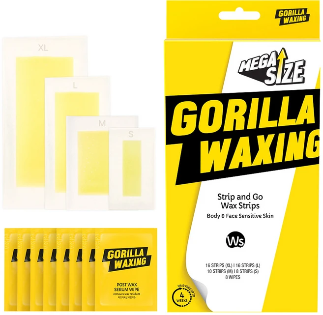 고릴라왁싱 스트립앤고 왁스스트립 메가사이즈 + 애프터왁싱 세럼티슈 세트 PGWS03, 152g, 1개 - 쿠팡