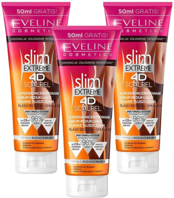 EVELINE 極效4D 熱力緊緻美體霜, 250ml, 3條
