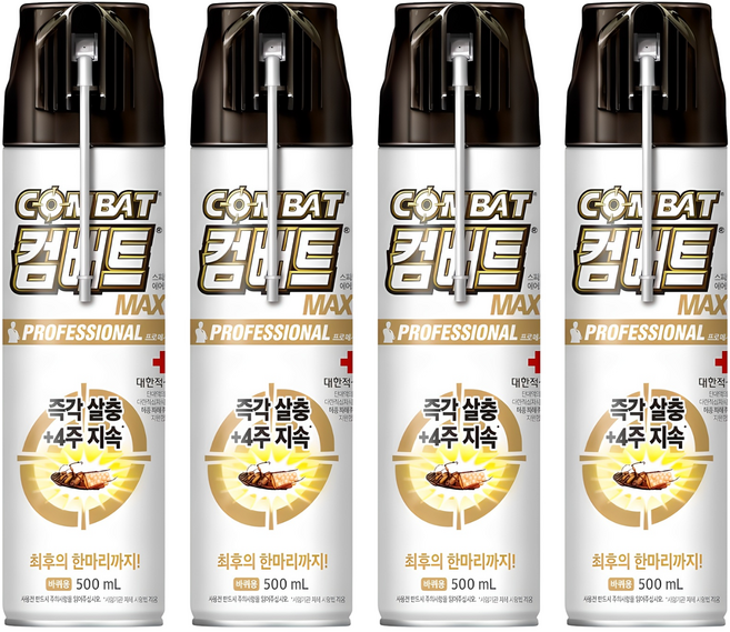 컴배트 빈대퇴치제 수성 맥스 에어졸 바퀴약, 500ml, 4개