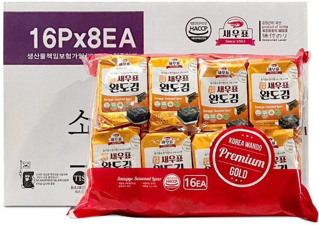 새우표 완도 프리미엄 도시락김, 4g, 128개