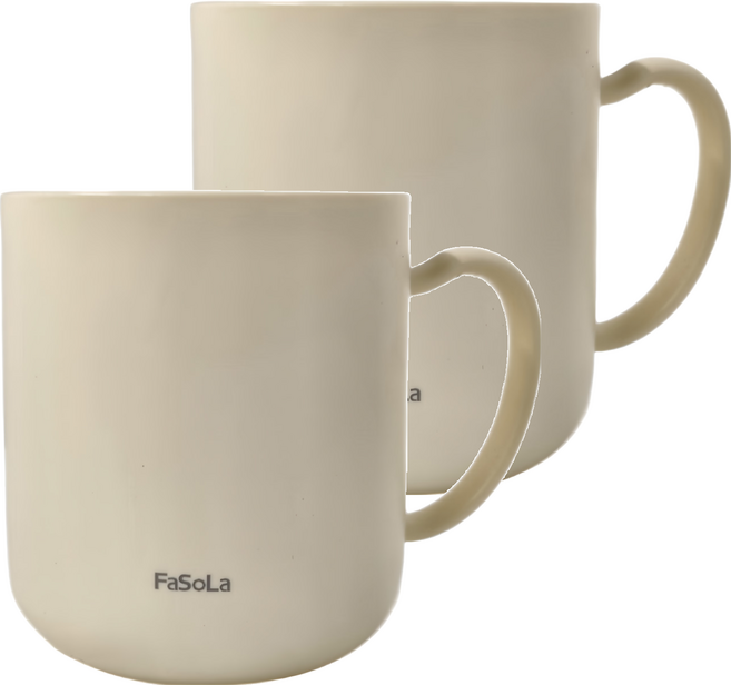 FaSoLa 日式仿陶瓷雙層朝暮漱口杯 350ml FA-YF-325 11.5 x 8.5 x 9.2cm, 白色, 2組