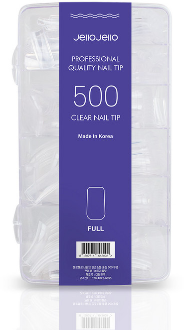 젤로젤로 인조 네일 팁 500p 세트, 1개, 풀팁 투명