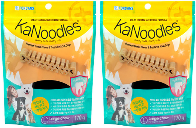 카누들 강아지 잇몸플러스 지퍼백 L, 잇몸건강, 170g, 2개