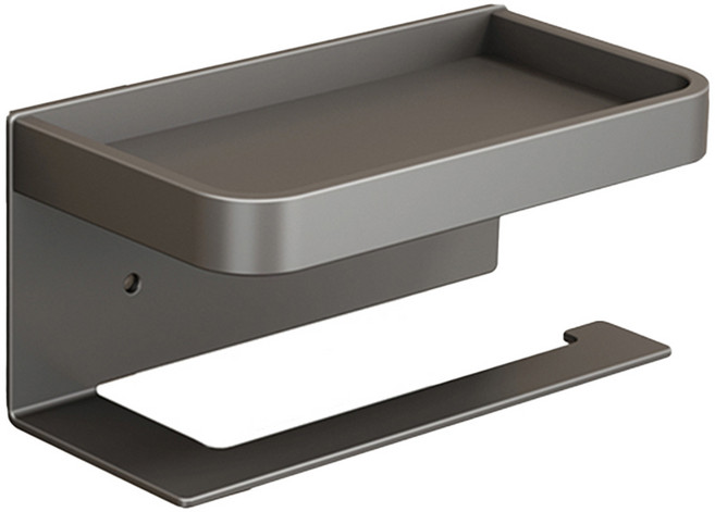 FAmILyLIFE 生活 航太鋁免打孔捲筒衛生紙置物架 免釘膠/無痕貼款 A-231-G, 神秘灰, 1個