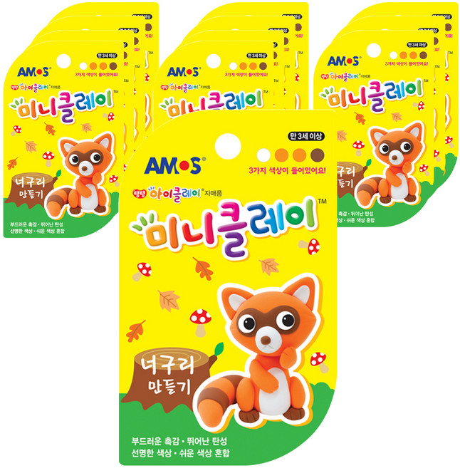 AMOS 阿摩司 迷你黏土浣熊製作 12入, 30g, 混合顏色, 12個